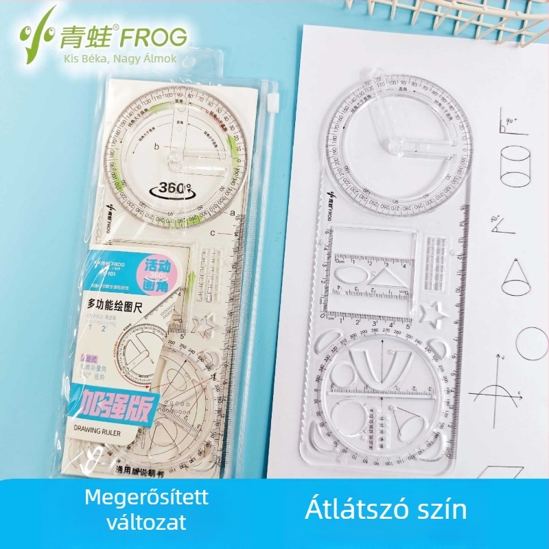 Többfunkciós rajzvonalzó diákoknak, forgó geometriakészlet a körök és 3D alakzatok megrajzolásához.