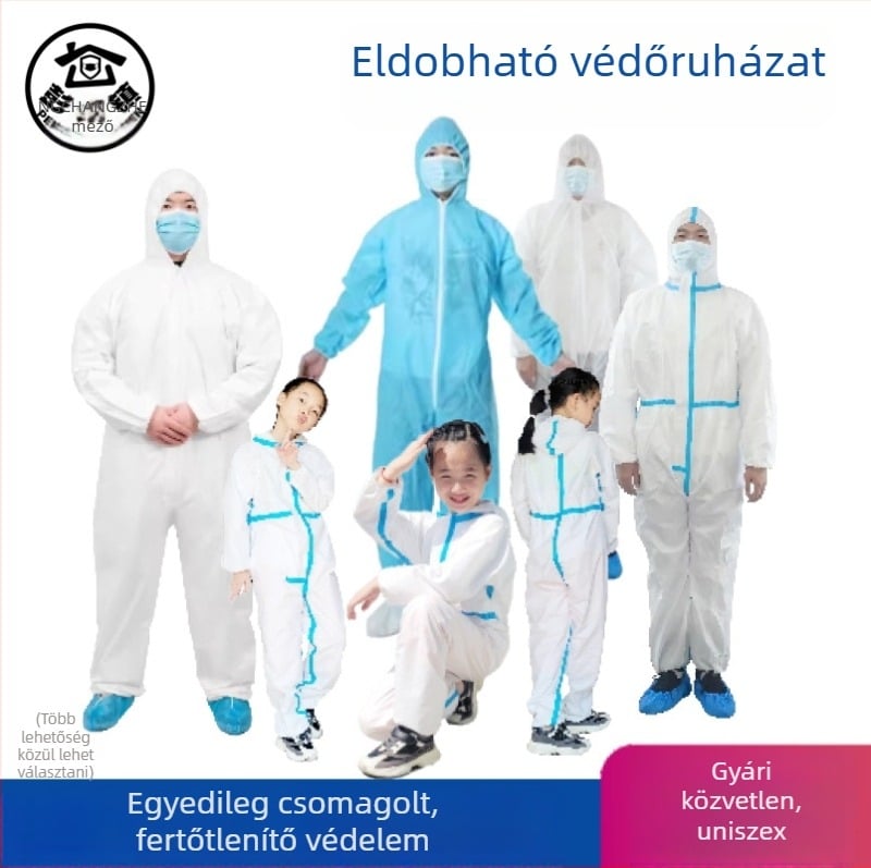 Egyszer használatos kapucnival ellátott védőruha nemszövött anyagból, porálló, sertésgazdaság és festés céljára