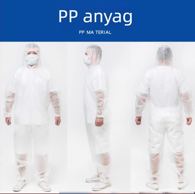 Egyszer használatos kapucnival ellátott védőruha nemszövött anyagból, porálló, sertésgazdaság és festés céljára