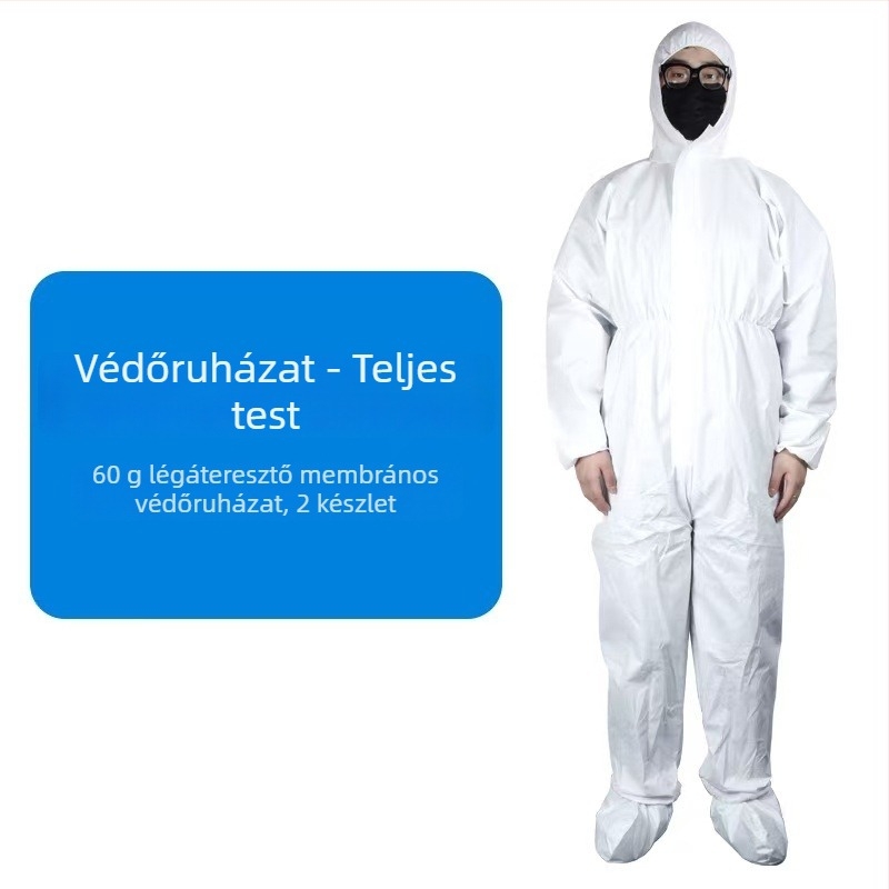 Egyszer használatos kapucnival ellátott védőruha nemszövött anyagból, porálló, sertésgazdaság és festés céljára