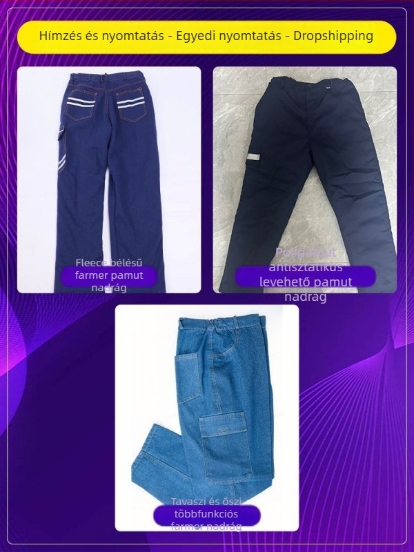 Antisztatikus denim munkanadrág hegesztőknek, téli fleece-béléssel