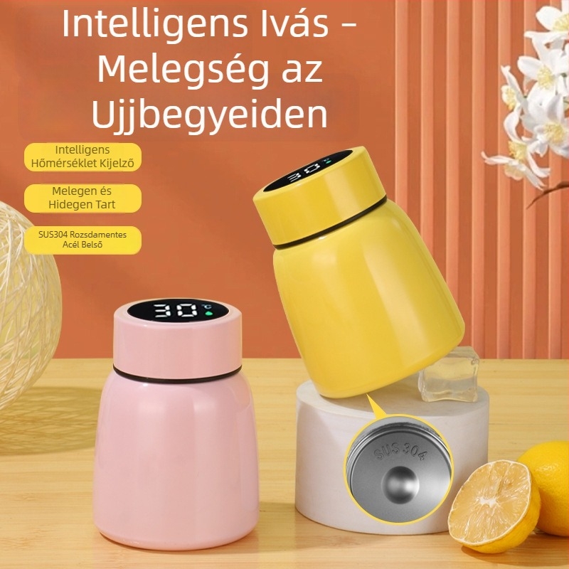 Új mini hordozható Belly Cup érintésre működő hőmérséklet kijelzővel és intelligens szigeteléssel, 304-es rozsdamentes acél belső