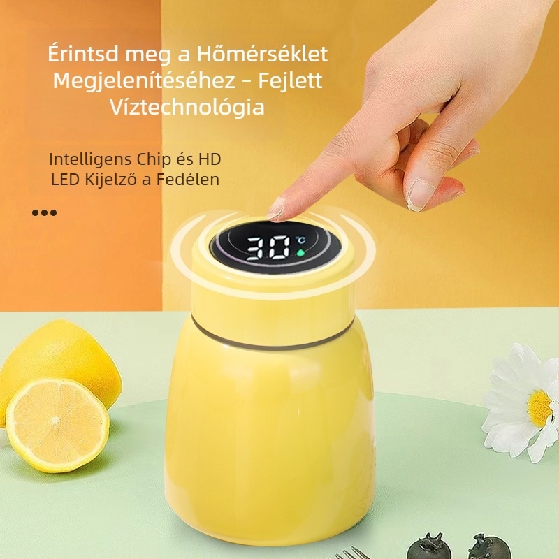 Új mini hordozható Belly Cup érintésre működő hőmérséklet kijelzővel és intelligens szigeteléssel, 304-es rozsdamentes acél belső
