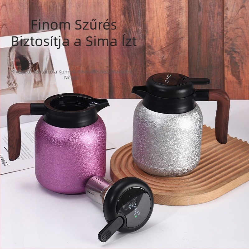 Új modell titánbevonatú belső tartállyal rendelkező teás termosz, tea-víz elválasztással, nagy kapacitás és intelligens hőmérséklet-kijelző, otthonra és irodára