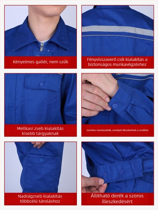 Antisztatikus munkaruha készlet nőknek és férfiaknak, poliészter–pamut anyagból, tartós és kopásálló