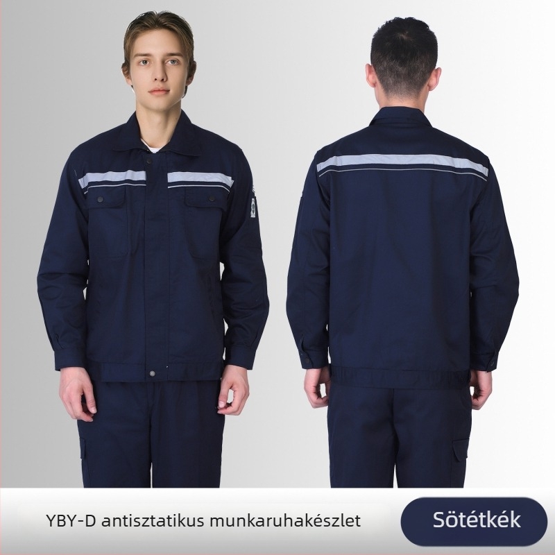 Antisztatikus munkaruha készlet nőknek és férfiaknak, poliészter–pamut anyagból, tartós és kopásálló