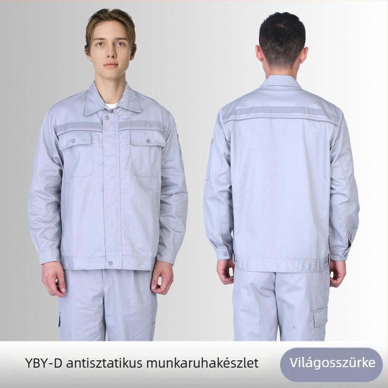 Antisztatikus munkaruha készlet nőknek és férfiaknak, poliészter–pamut anyagból, tartós és kopásálló