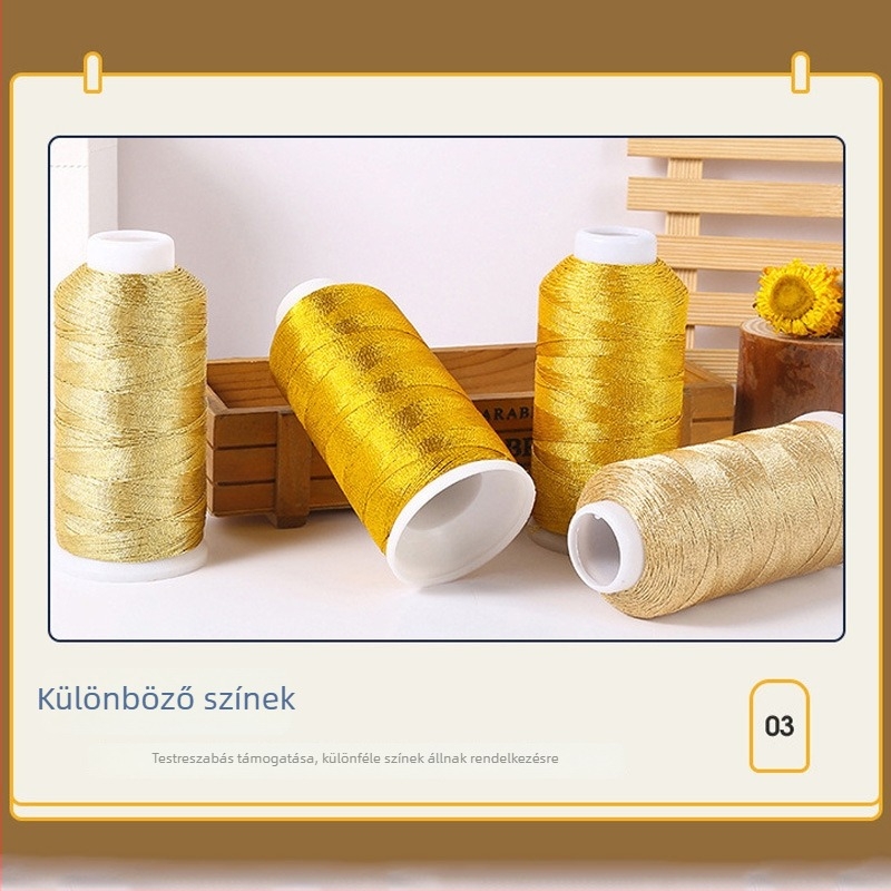 Fémes hímzőfonal készlet arany- és ezüstszínű fonalak, színes szálak DIY kötéshez, karkötők és kiegészítők