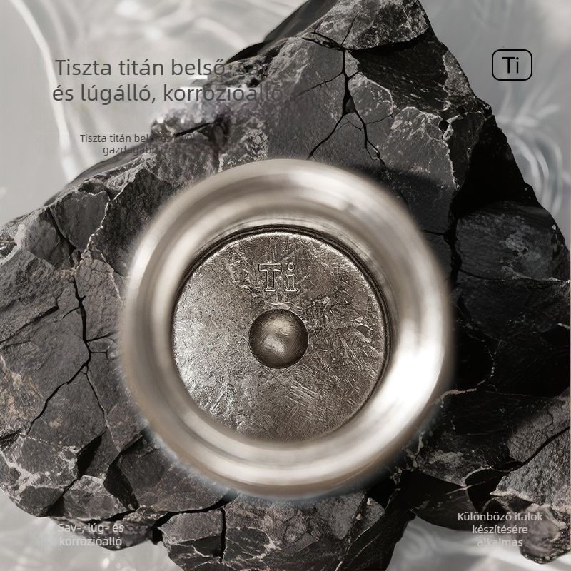 Tiszta titán termosz mágneses fedővel és mechanikus hőmérséklet-kijelzővel, tea–víz elválasztás, hordozható autóhoz