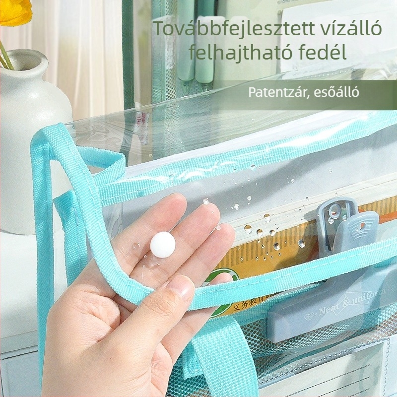 Átlátszó táska vizsgákhoz, hallgatói dokumentumok tárolására, vízálló, nagy kapacitású