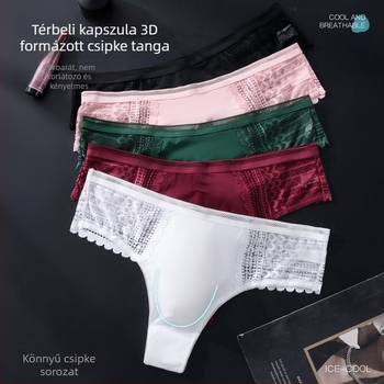 Férfi csipkés tangája, 3D kontúros zsebbel, lélegző Ice Silk anyag