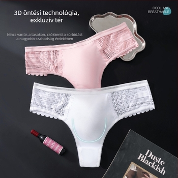 Férfi csipkés tangája, 3D kontúros zsebbel, lélegző Ice Silk anyag
