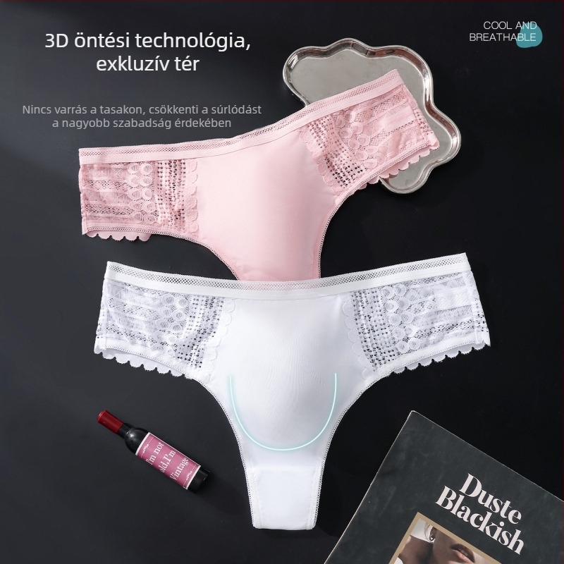 Férfi csipkés tangája, 3D kontúros zsebbel, lélegző Ice Silk anyag