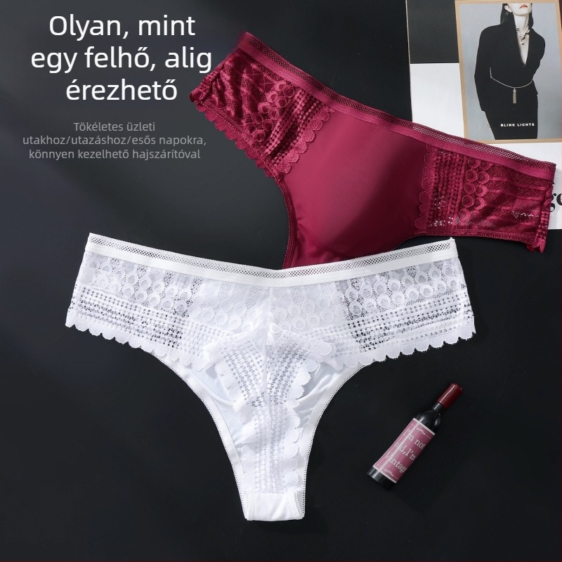 Férfi csipkés tangája, 3D kontúros zsebbel, lélegző Ice Silk anyag