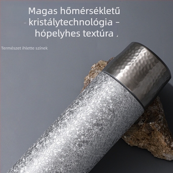 Titánium bevonatú belső falú termosz tea- és vízszétválasztással, felnyíló fedél, elegáns üzleti ajándék