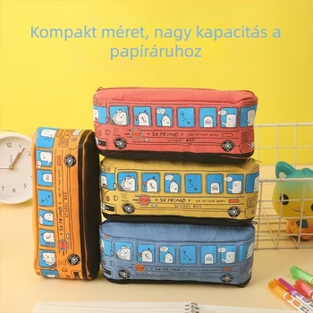 Kreatív tolltartó nagy kapacitású, busz- és autótémákkal, óvodai és alsó tagozatos használatra, koreai stílusú minimalist