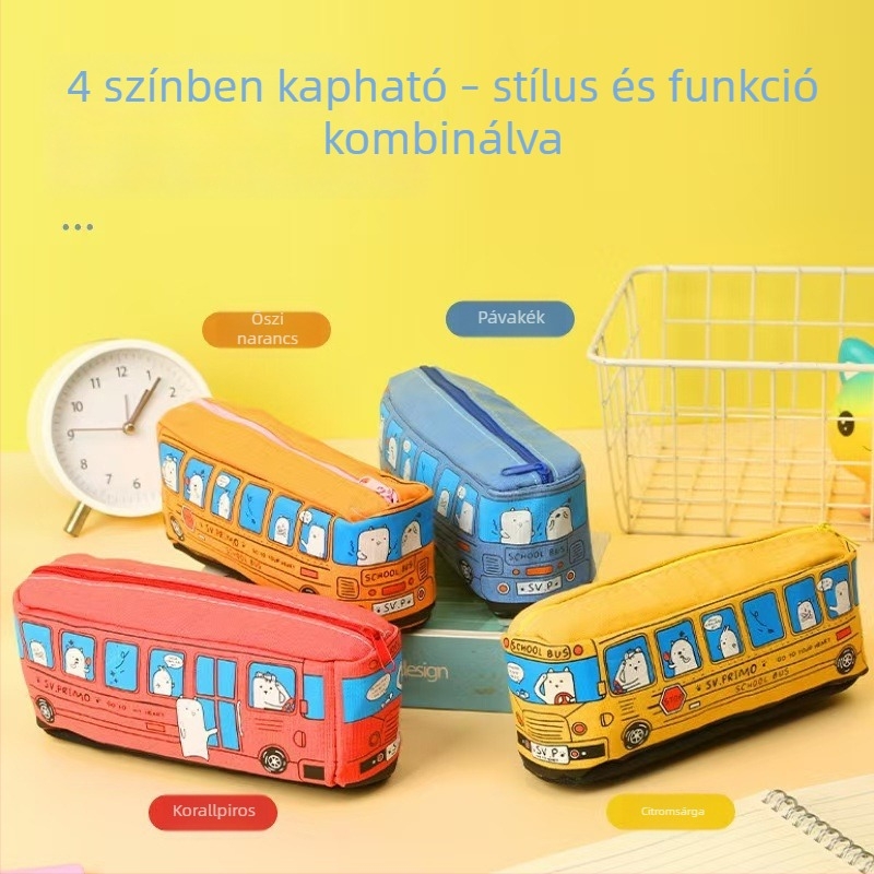 Kreatív tolltartó nagy kapacitású, busz- és autótémákkal, óvodai és alsó tagozatos használatra, koreai stílusú minimalist