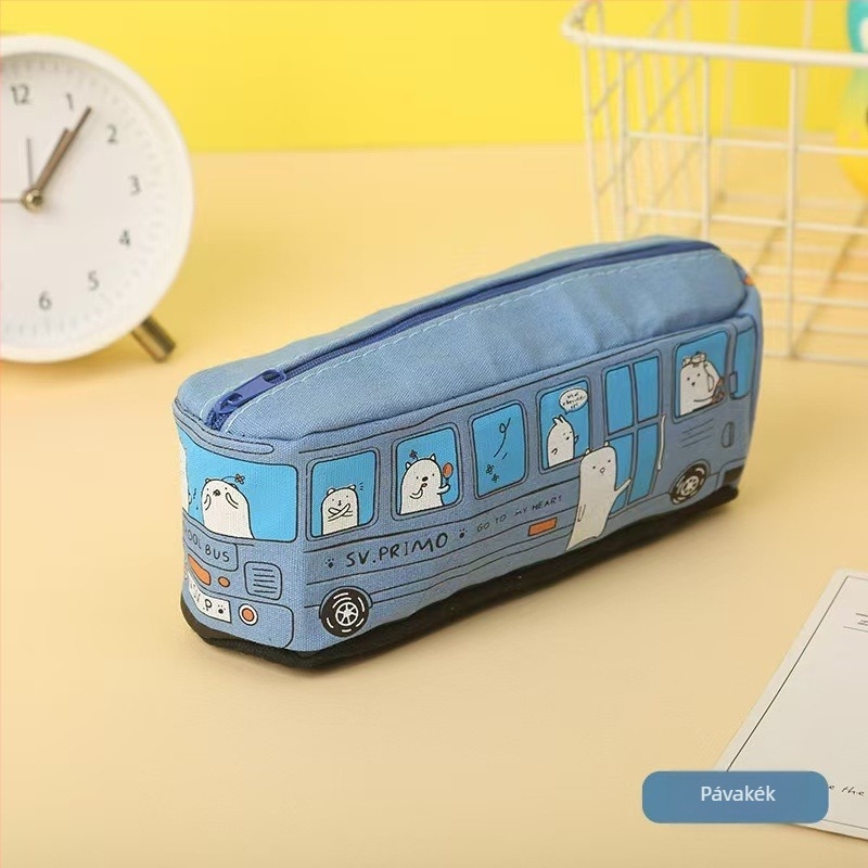 Kreatív tolltartó nagy kapacitású, busz- és autótémákkal, óvodai és alsó tagozatos használatra, koreai stílusú minimalist