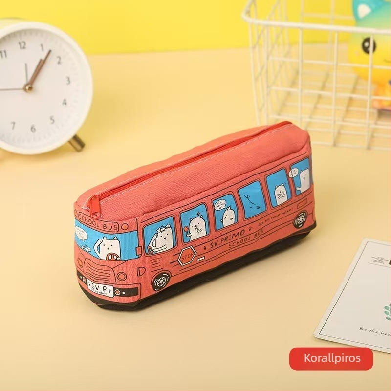 Kreatív tolltartó nagy kapacitású, busz- és autótémákkal, óvodai és alsó tagozatos használatra, koreai stílusú minimalist