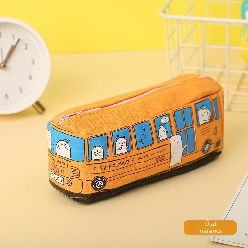 Kreatív tolltartó nagy kapacitású, busz- és autótémákkal, óvodai és alsó tagozatos használatra, koreai stílusú minimalist