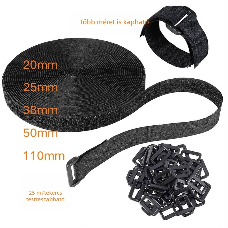 Nylon kábelrendező szalag kampó–hurok Velcro zárással, újrahasználható