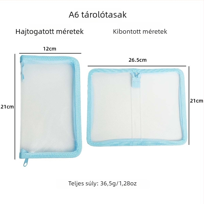 A6 áttetsző tároló taska twill mintával, matricák és naplóanyagok számára, minimalist dizájn, nagy kapacitás