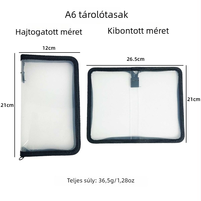 A6 áttetsző tároló taska twill mintával, matricák és naplóanyagok számára, minimalist dizájn, nagy kapacitás