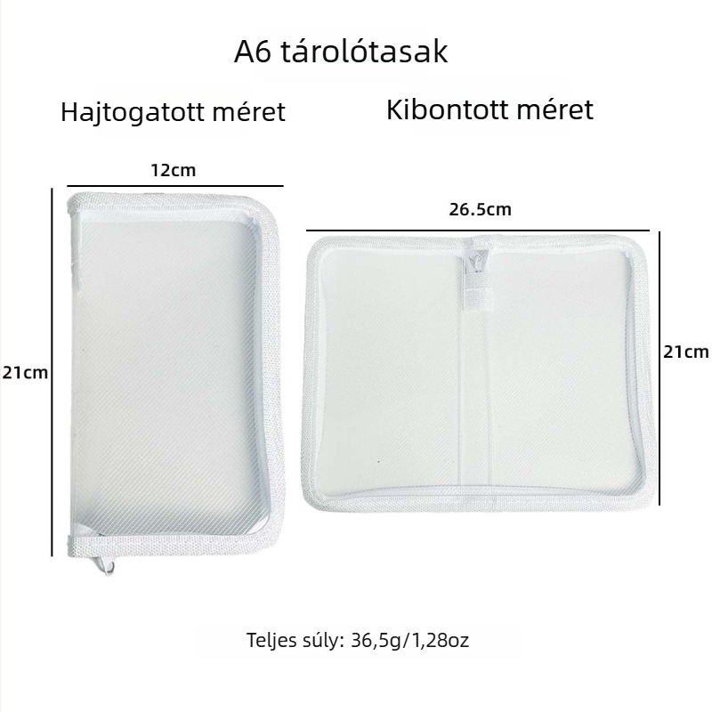 A6 áttetsző tároló taska twill mintával, matricák és naplóanyagok számára, minimalist dizájn, nagy kapacitás