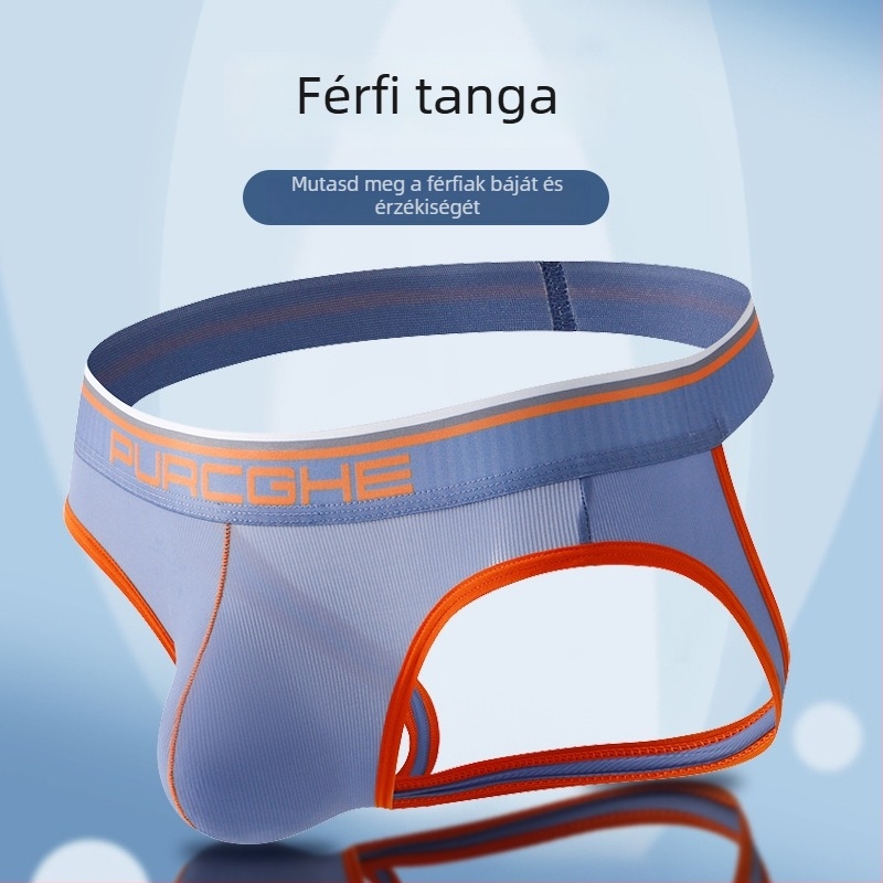 Férfiaknak Tigerfej mintájú tangabugyi, lélegző zsebbel, stílusos és szexi