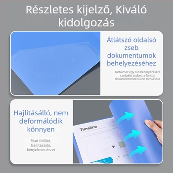 Kék háromlyukú gyűrűs irattartó, nagy kapacitású, multifunkcionális, A4