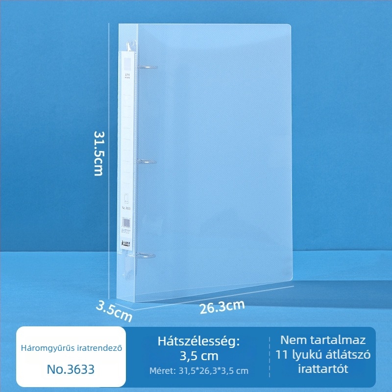 Kék háromlyukú gyűrűs irattartó, nagy kapacitású, multifunkcionális, A4