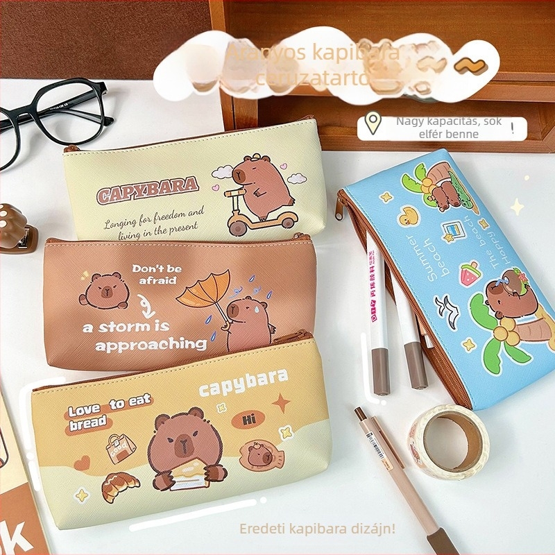 Kapibara tolltartó gyerekeknek, aranyos iskolai kellék, rajzfilmszerű Capybara tároló
