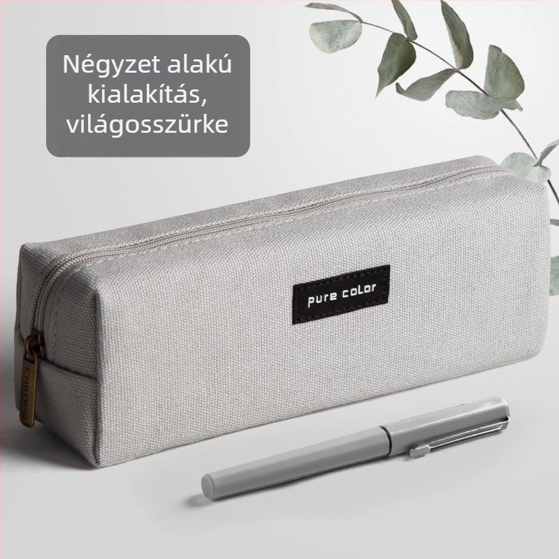 Minimalista vászon tolltartó cipzárral, nagy kapacitású, diákoknak, logónyomtatási lehetőséggel