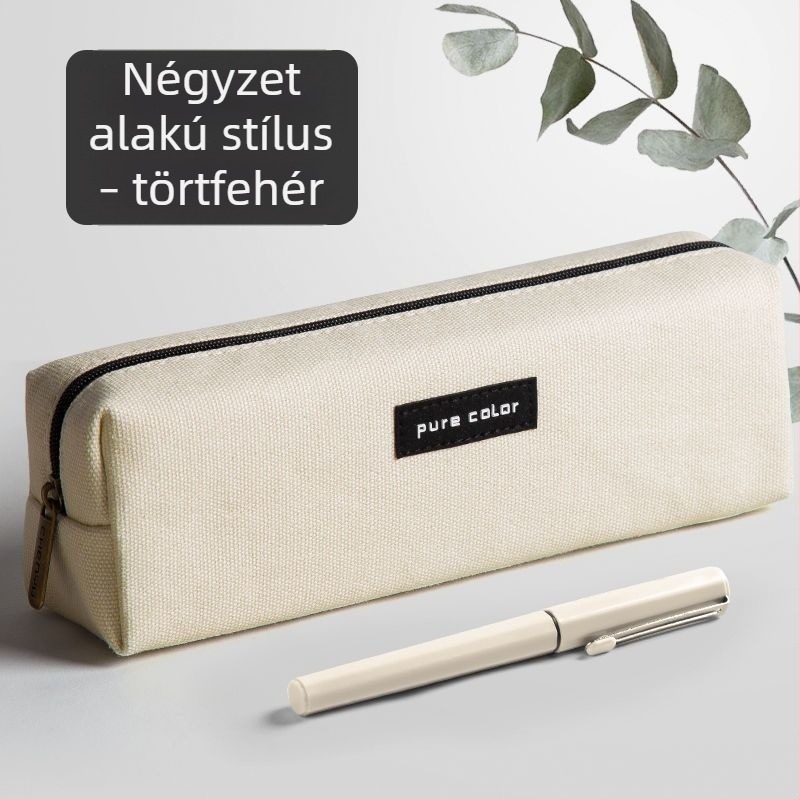 Minimalista vászon tolltartó cipzárral, nagy kapacitású, diákoknak, logónyomtatási lehetőséggel