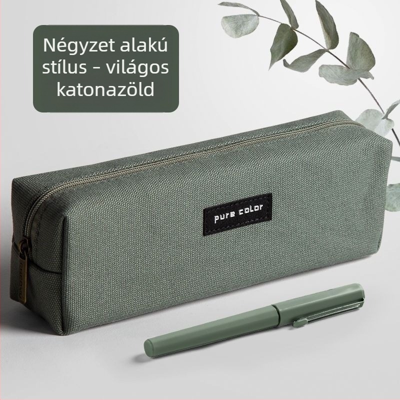 Minimalista vászon tolltartó cipzárral, nagy kapacitású, diákoknak, logónyomtatási lehetőséggel
