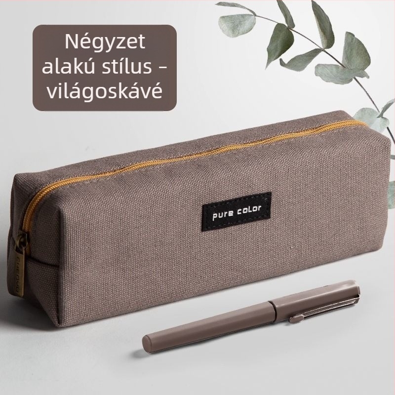 Minimalista vászon tolltartó cipzárral, nagy kapacitású, diákoknak, logónyomtatási lehetőséggel