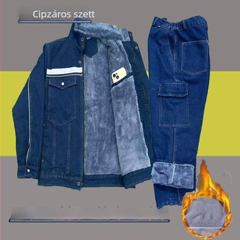 Őszi-téli farmeres hegesztő munkaruha – védő ruházat, kopásálló és égésvédő.