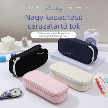 Oxford vászon tolltartó, minimalistikus, nagy kapacitás, egyszínű, koreai stílus