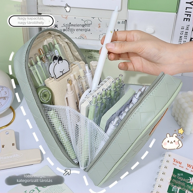Többfunkciós tolltartó nagy kapacitással, hordozható koreai stílusú szövött dizájnnal, irodai kellékek tároló doboza hat rétegű tárolással
