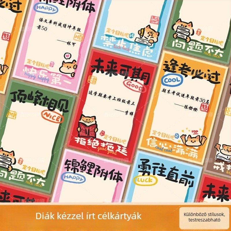 Új kézírásos motivációs célkártyák tanuláshoz és tervezéshez
