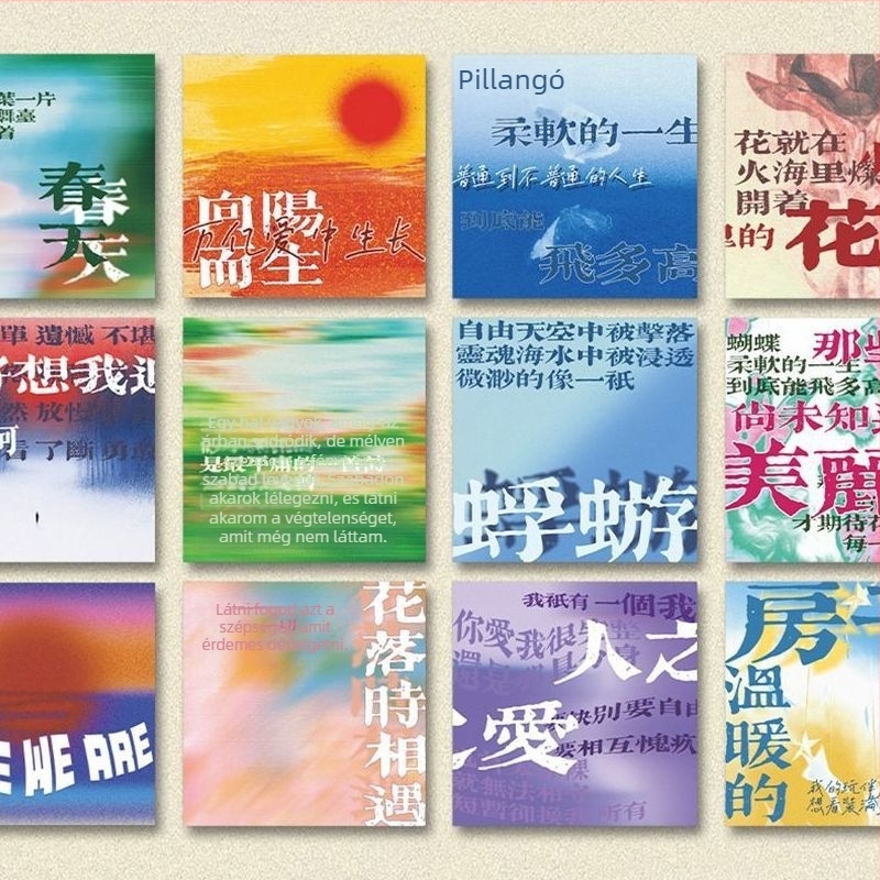 Hua Chenyu dalszöveg kártyák — négyzet formájú kártyák, készlet 36 kártya (3 stílus), készlet 24 kártya (2 stílus) és 12 egyedi kártya