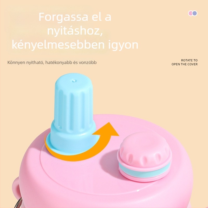Rajzfilmnyuszis termosz autóba illő fogantyúval, 316 rozsdamentes acélból, hordozható