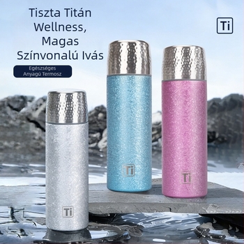 Titánium bevonatú szigetelt teáscsésze teához és vízhez szétválasztással, kalapált textúra, 304-es rozsdamentes acél belső, üzleti ajándék