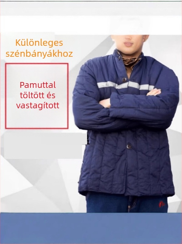Őszi-téli bányászati munkaruha: 100% pamut bélelt kabát és fényvisszaverő védőmellény