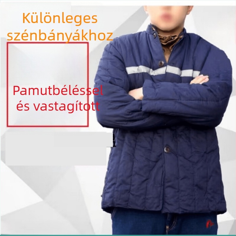 Őszi-téli bányászati munkaruha: 100% pamut bélelt kabát és fényvisszaverő védőmellény