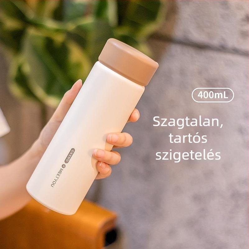 Szigetelt pohár matt felülettel, belső 304 rozsdamentes acélból, hordozható teás- és ivó pohár teakeverő rekesszel