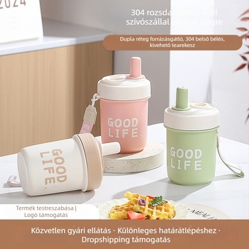 304 rozsdamentes acél belsővel, szívószálas termosz pohár, kávés pohár, uniszex, 2024-es modell, nagy kapacitás, hordozható utazási pohár