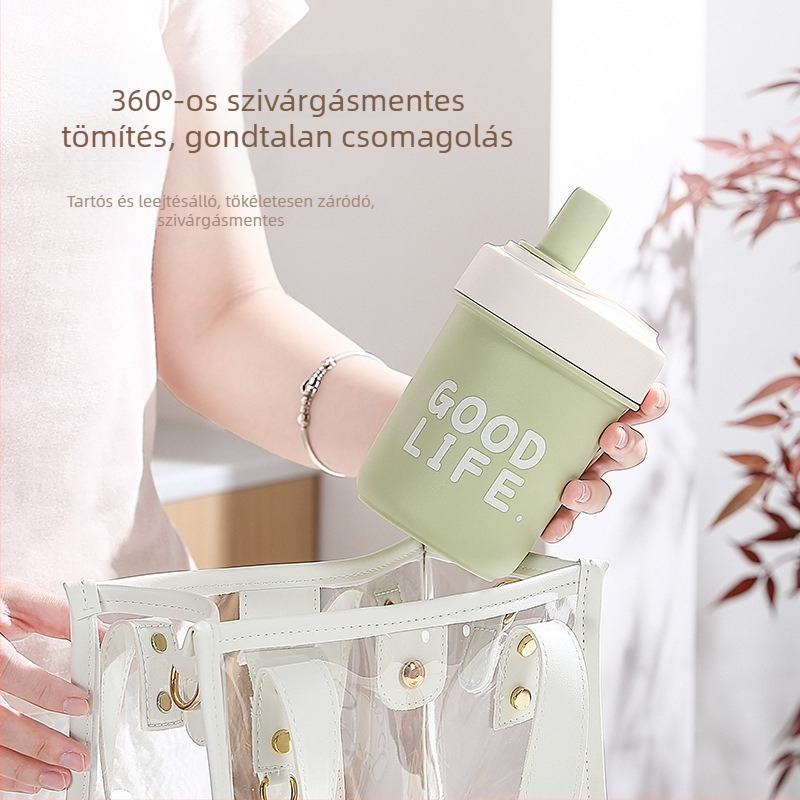 304 rozsdamentes acél belsővel, szívószálas termosz pohár, kávés pohár, uniszex, 2024-es modell, nagy kapacitás, hordozható utazási pohár