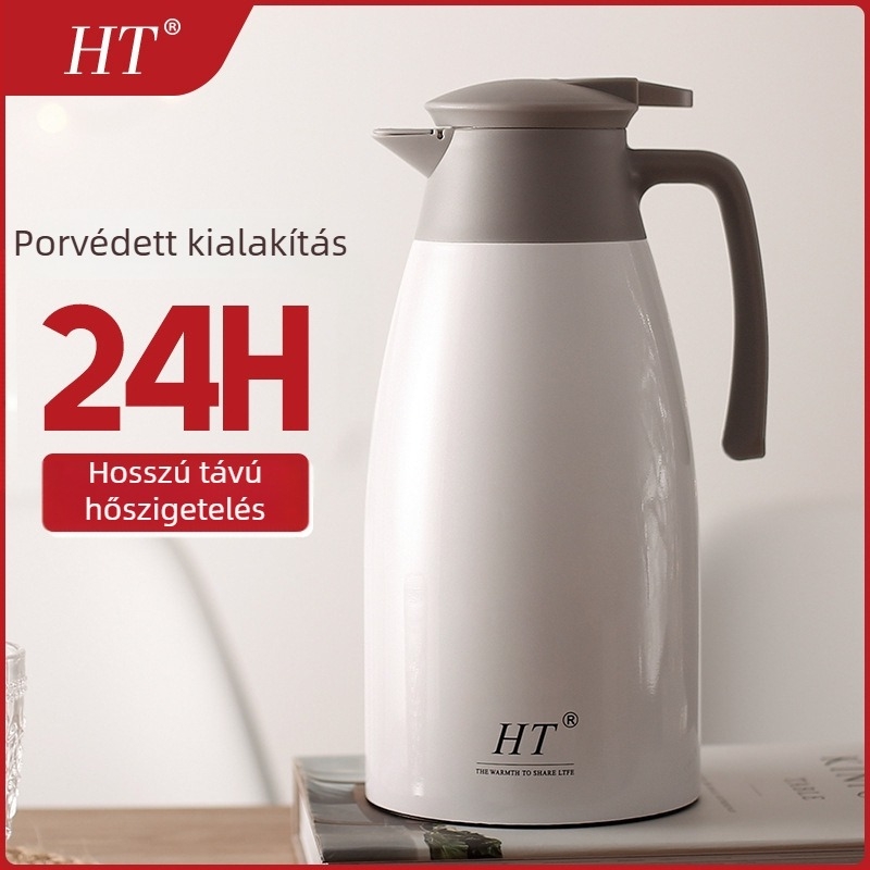 Háztartási 304 rozsdamentes acélból készült forró víz kanna, nagy kapacitás, kettős falú vákuum termosz