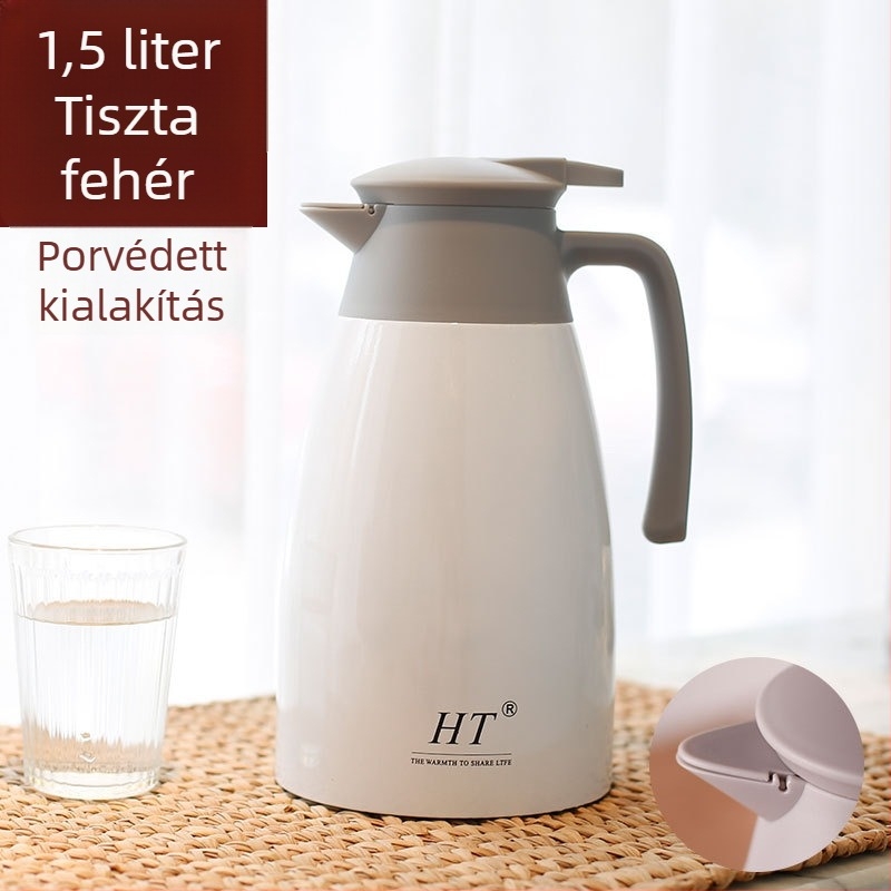 Háztartási 304 rozsdamentes acélból készült forró víz kanna, nagy kapacitás, kettős falú vákuum termosz